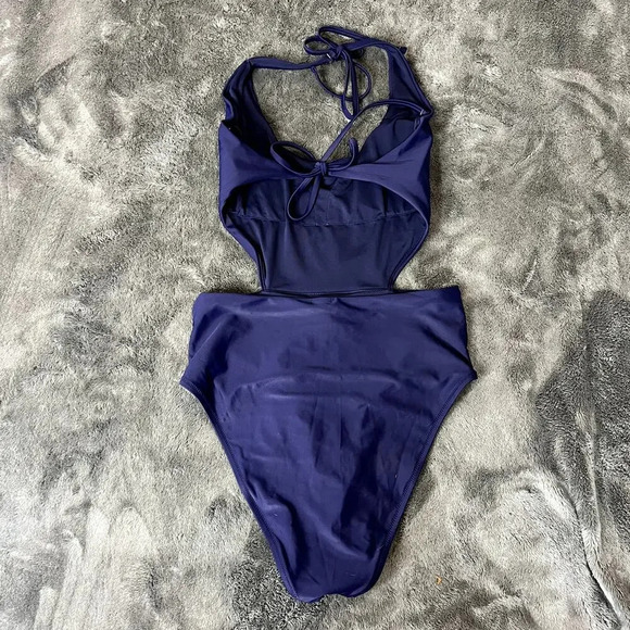 Aerie One Piece Swimsuit Women's Medium Blue‎ Cutouts Thin Straps Open Back - Picture 5 of 5